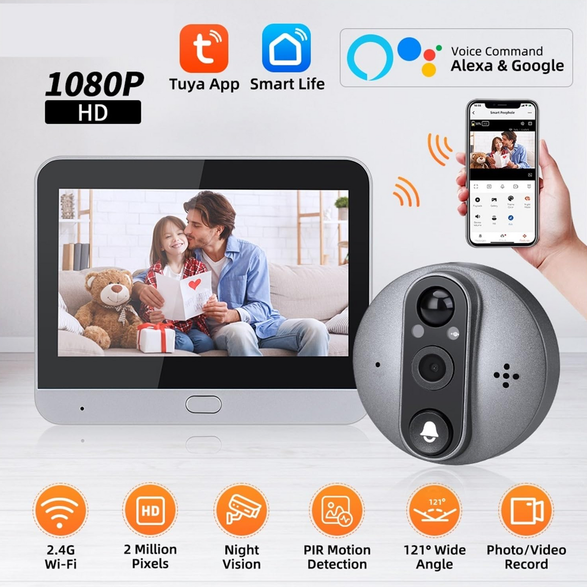 Smart Peephole Viewer Door Bell Camera